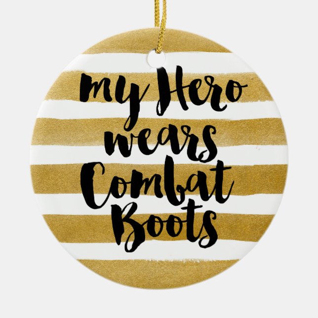My Hero Wears Combat Boots - Photo Ceramic Ornament (Front)