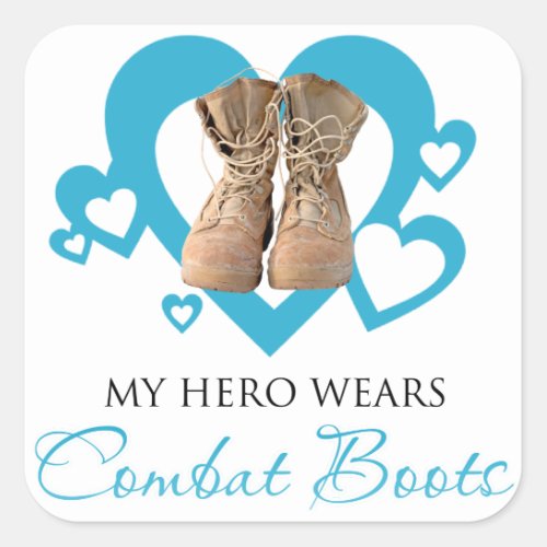 My Hero Wears Combat Boots Square Sticker