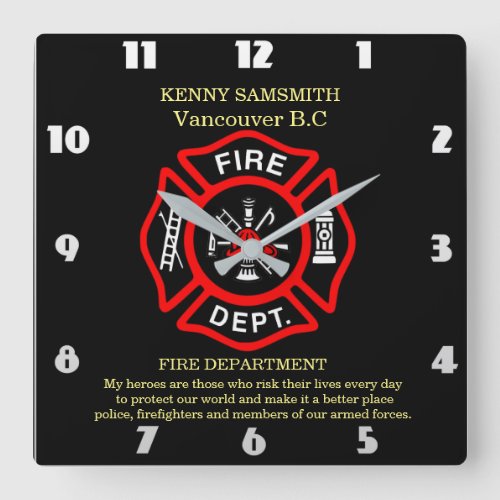 My heroes are those who risk their lives every day square wall clock