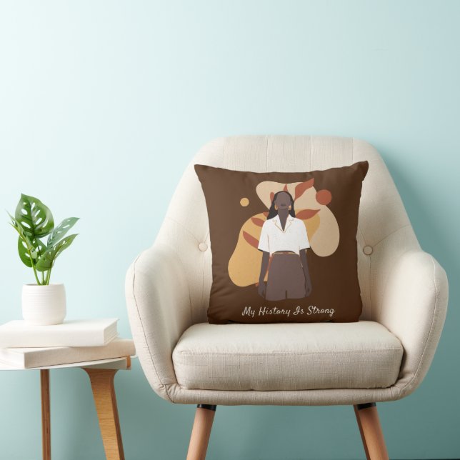 My History Is Strong - Black History Month Africa Throw Pillow (Chair)