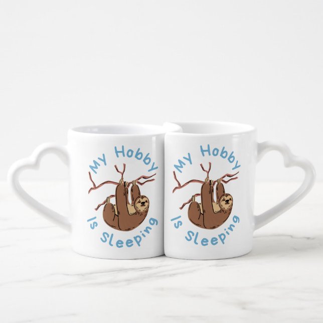 My Hobby Is Sleeping – Funny Sloth Design Coffee Mug Set (Front Nesting)