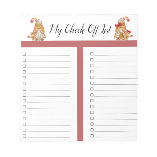 My Holiday Check Off List  Notepad