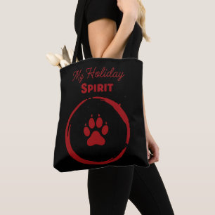 My Holiday Spirit is a Paw Print Funny Dog & Cat Tote Bag