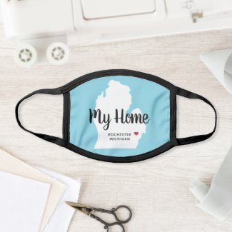 My Home | Aqua Blue State of Michigan Face Mask