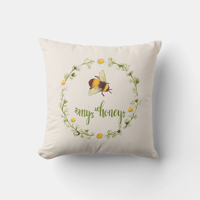 My Honey Bee Throw Pillow  (Front)