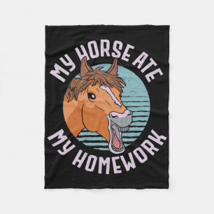 My Horse Ate My Homework Horseback Riding Equestri Fleece Blanket