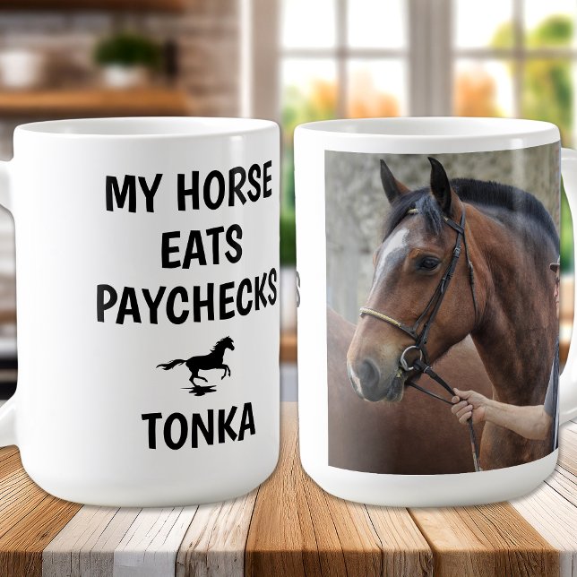 My Horse Eats Paychecks - Photo Funny Equestrian Coffee Mug (Creator Uploaded)