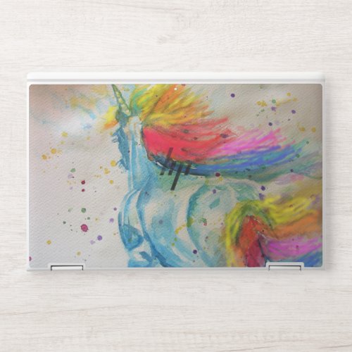 My Horse is a Unicorn Watercolor Painting Art HP Laptop Skin