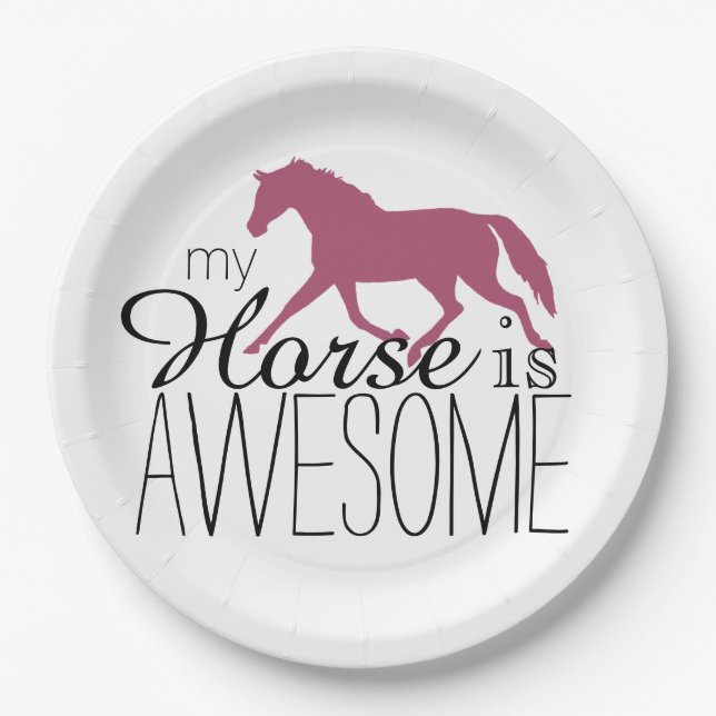 My Horse Is Awesome Equestrian Paper Plates (Front)