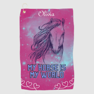 My Horse Is My World Magenta Golf Towel