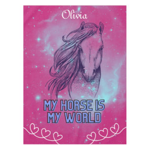My Horse Is My World Magenta Tablecloth