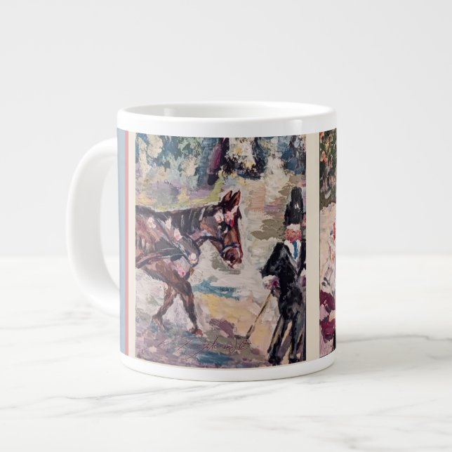 my horsey renoir style  Throw Pillow Giant Coffee Mug (Front Left)