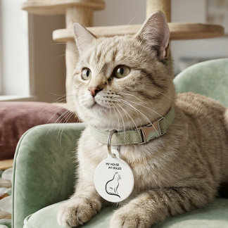 My House My Rules Funny Cat Pet Tag Personalized R