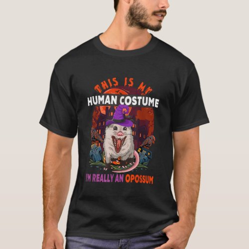 My Human Costume Im Really An Opossum Halloween Wi T_Shirt