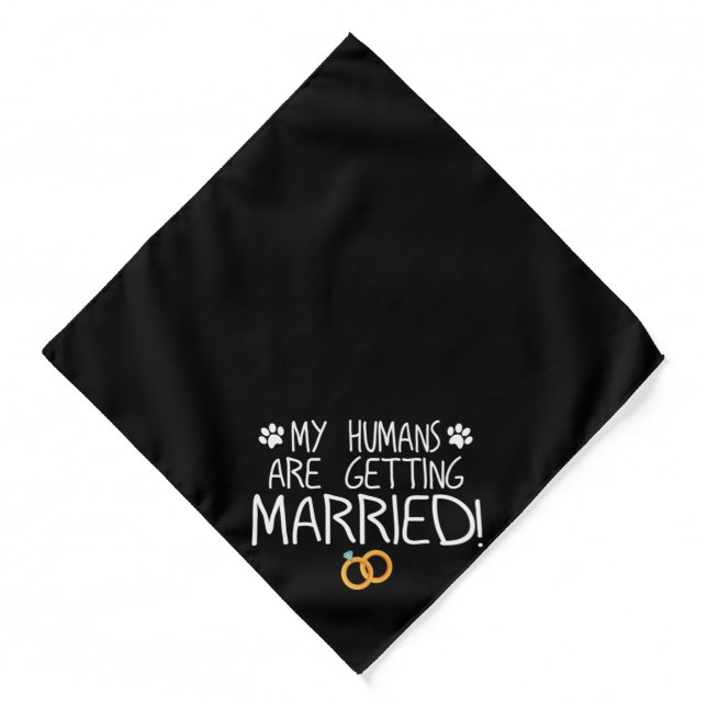 My Humans are getting married! dog black Bandana (Front)