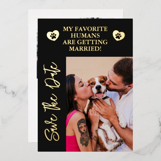My Humans Are Getting Married Dog Photo Wedding Foil Invitation (Front/Back)