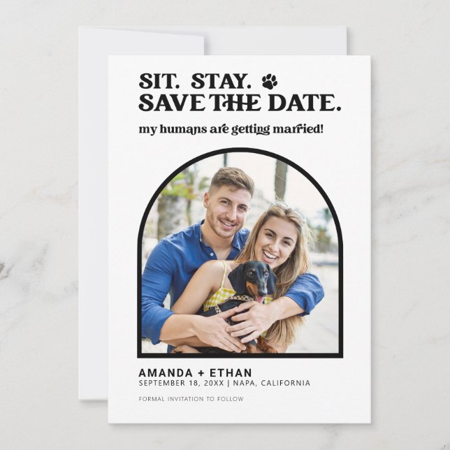 My Humans Are Getting Married Dog Wedding Save The Date (Front)