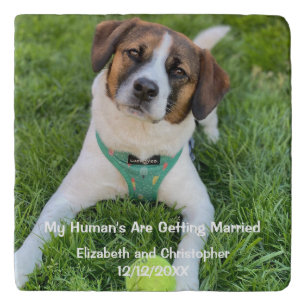 My Human's Are Getting Married Engagement Photo Trivet