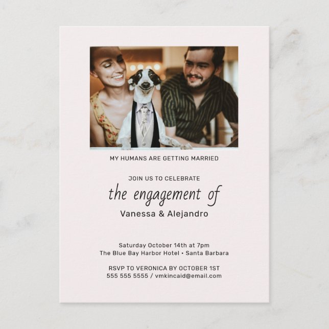 My Humans are Getting Married Pet Photo Engagement Postcard (Front)
