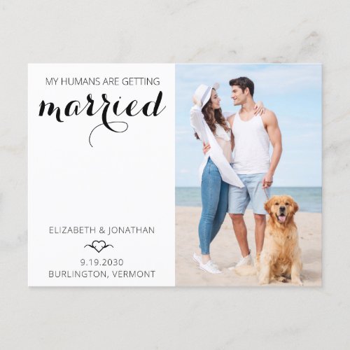 My Humans Are Getting Married Pet Wedding Dog Announcement Postcard