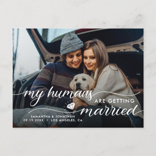 My Humans Are Getting Married Wedding  Announcement Postcard
