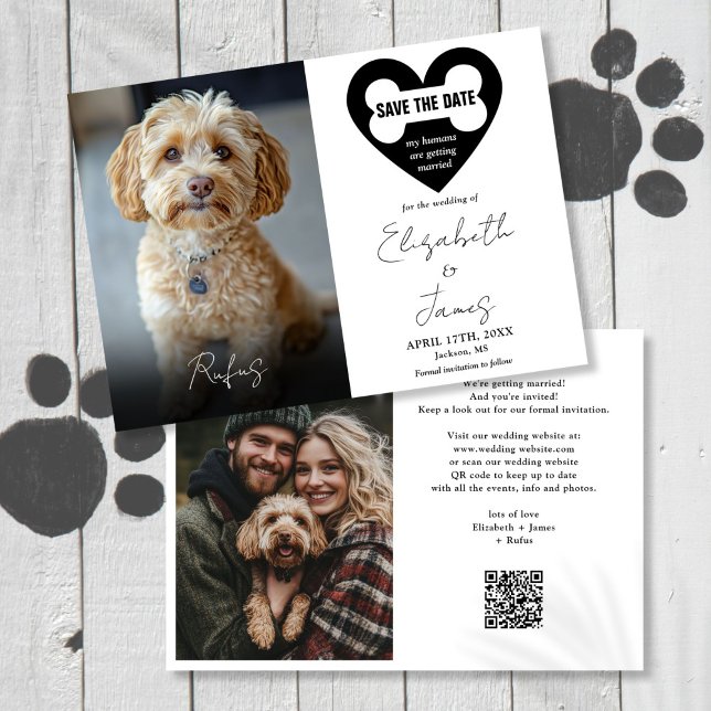 My Humans Dog 2 Photos QR Code Wedding Save The Date (My Humans Dog 2 Photos QR Code Wedding Save The Date)