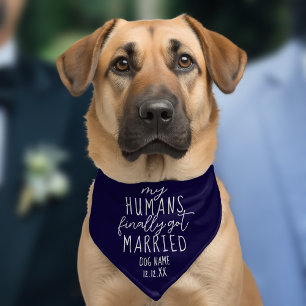 My Humans Finally Got Married Wedding Dog Blue Pet Bandana Collar