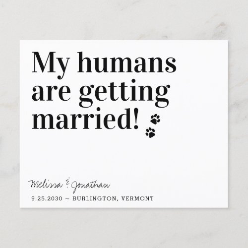 My Humans Getting Married Dog Save The Date Cards
