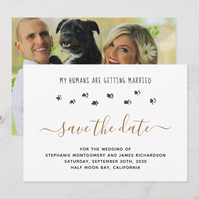 My Humans Getting Married Pet Photo Wedding Save The Date (Front/Back)