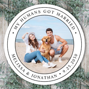 My Humans Got Married Custom Photo Pet Wedding Classic Round Sticker