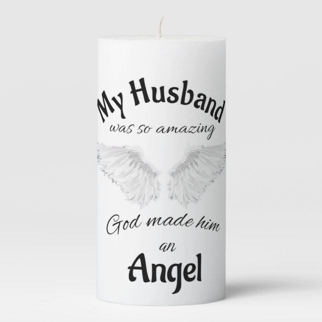 My Husband Angel  Pillar Candle (Front)