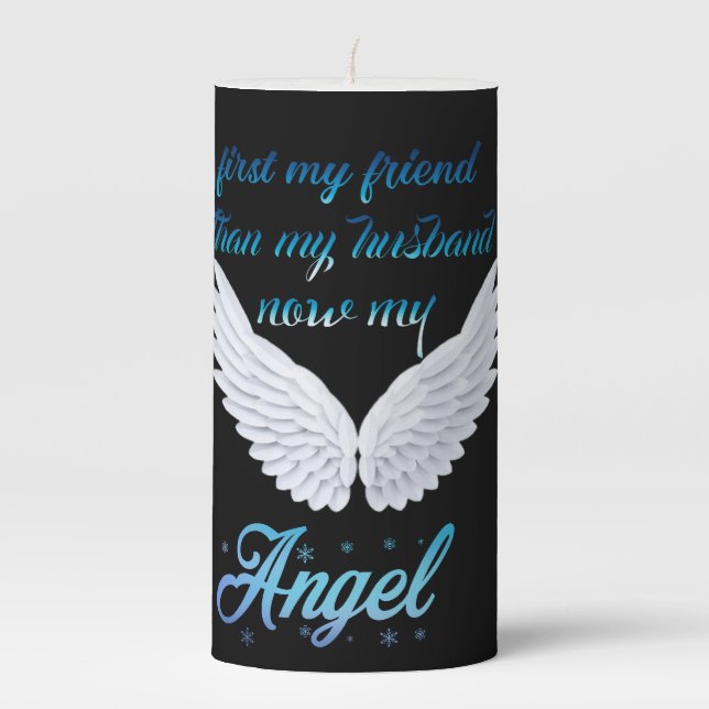 My Husband Angel  Pillar Candle (Front)