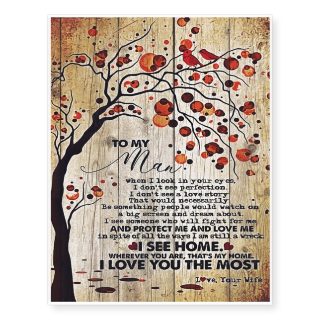 My Husband Gift | Letter For Him | Temporary Tattoos (Front)