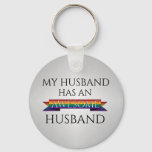 My Husband Has An Awesome Husband Gay Typography Keychain at Zazzle