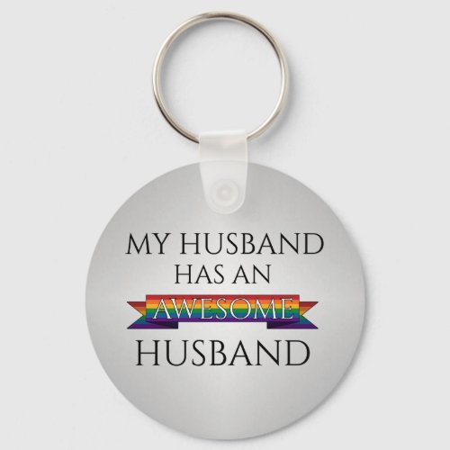 My Husband Has an Awesome Husband Gay Typography Keychain
