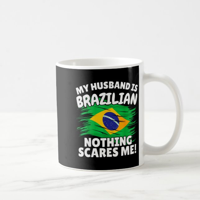 My Husband Is Brazilian Funny Brazil Flag Gift For Coffee Mug (Right)