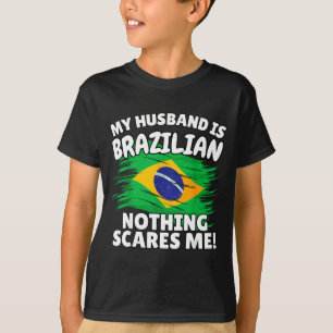 My Husband Is Brazilian Funny Brazil Flag Gift For T-Shirt
