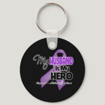 My Husband is My Hero - Purple Ribbon Keychain