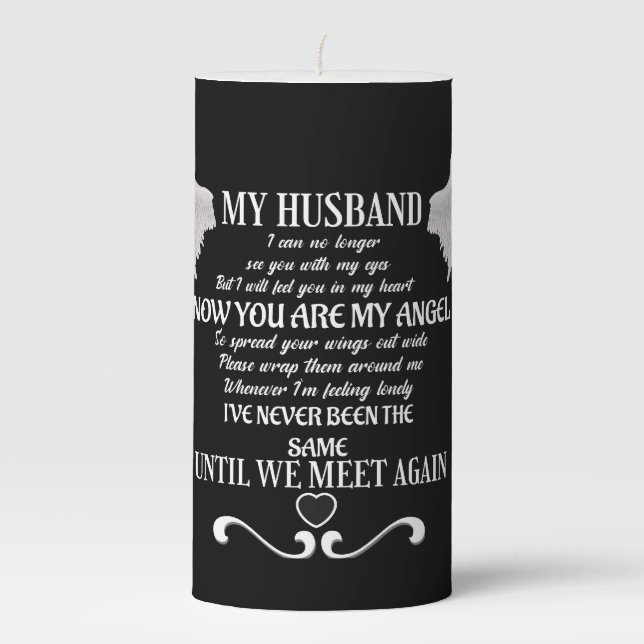 My Husband until we meet again  Pillar Candle (Front)