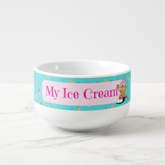 "My Ice Cream" Bowl Ice Cream Cones Background (Front)