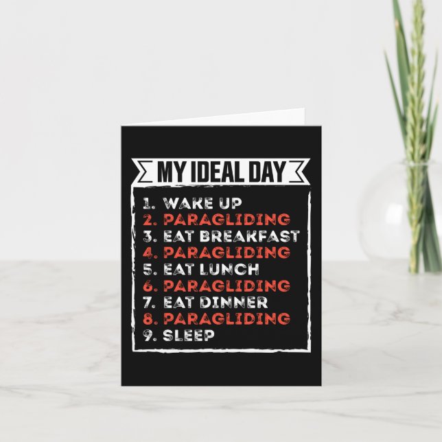My Ideal Day Funny Paragliding Birthday Gift Card (Front)