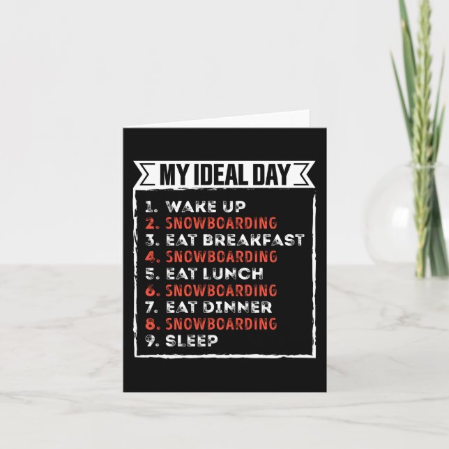 My Ideal Day Funny Snowboarding Birthday Gift Card (Front)
