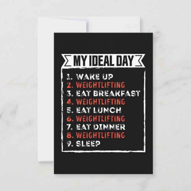 My Ideal Day Funny Weightlifting Birthday Gift Card (Front)