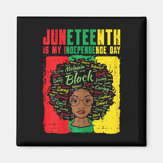 My Independence Day Afro Woman Women Girls Kids  Magnet (Front)