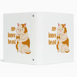 My inner beast lazy fat cat motivational quote 3 ring binder