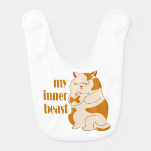 My inner beast lazy fat cat motivational quote baby bib
