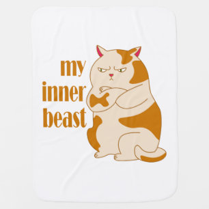 My inner beast lazy fat cat motivational quote baby blanket