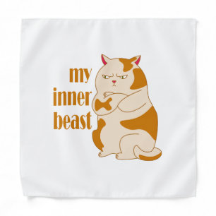 My inner beast lazy fat cat motivational quote bandana
