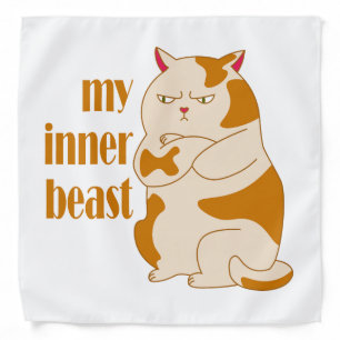 My inner beast lazy fat cat motivational quote bandana