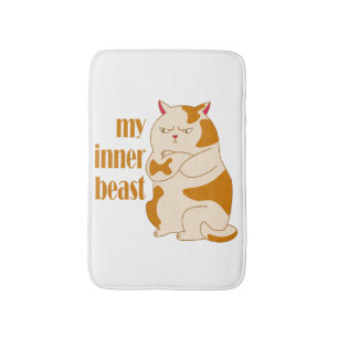 My inner beast lazy fat cat motivational quote bath mat